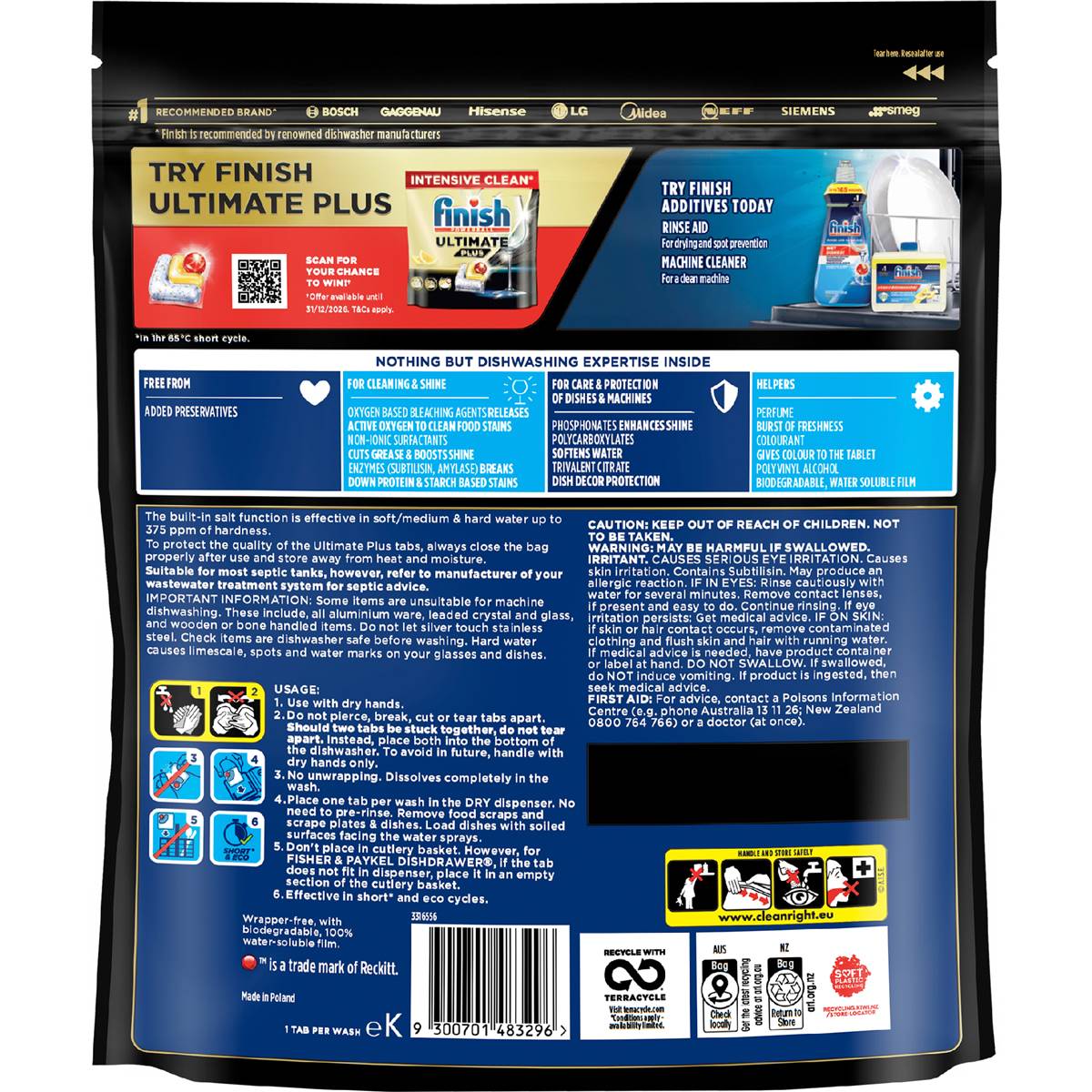 Finish Ultimate Plus Material Care Dishwasher Tablets 50 Pack