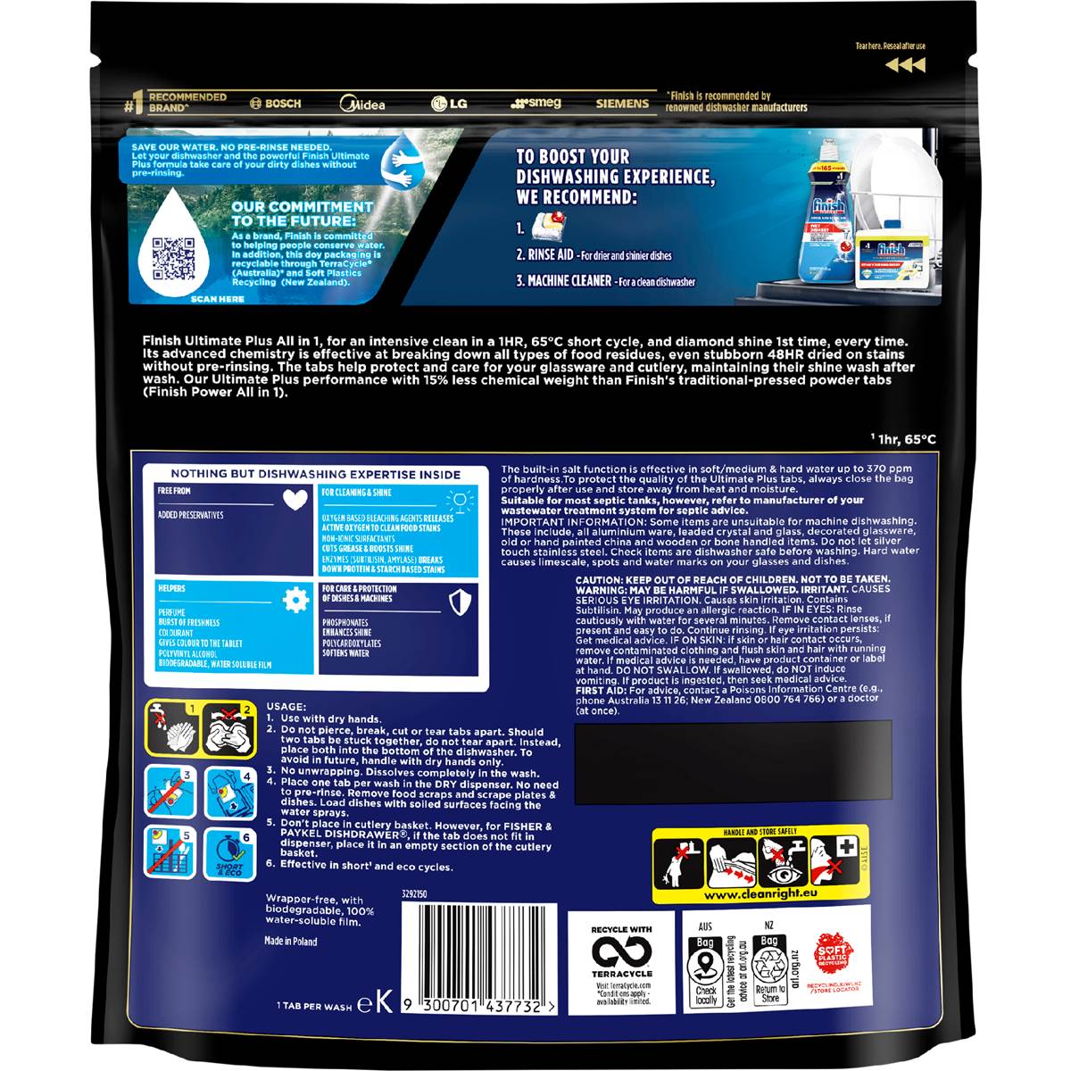 Finish Ultimate Plus Dishwasher Tablets Lemon 45 Pack