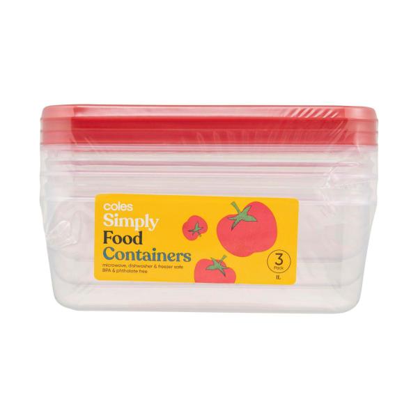 COLES SIMPLY FOOD CONTAINERS 1 LITRE 3PACK