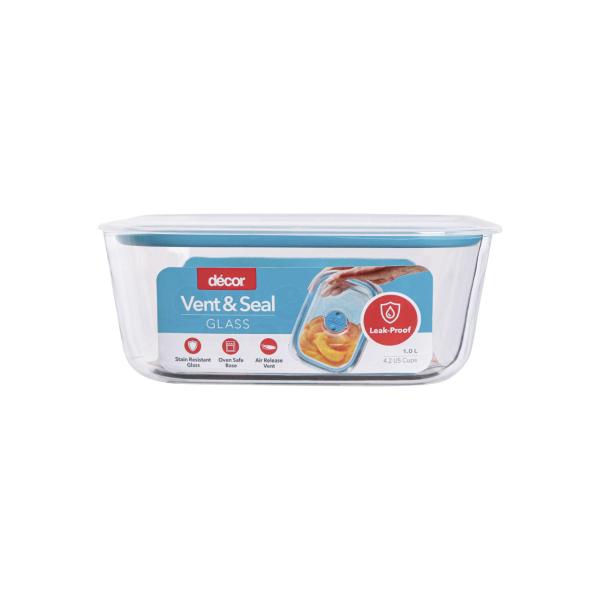 DECOR VENT & SEAL GLASS LEAK PROOF CONTAINER 1LITRE