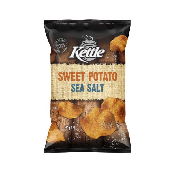 KETTLE SWEET POTATO CHIPS:SEA SALT:.:135 GRAM