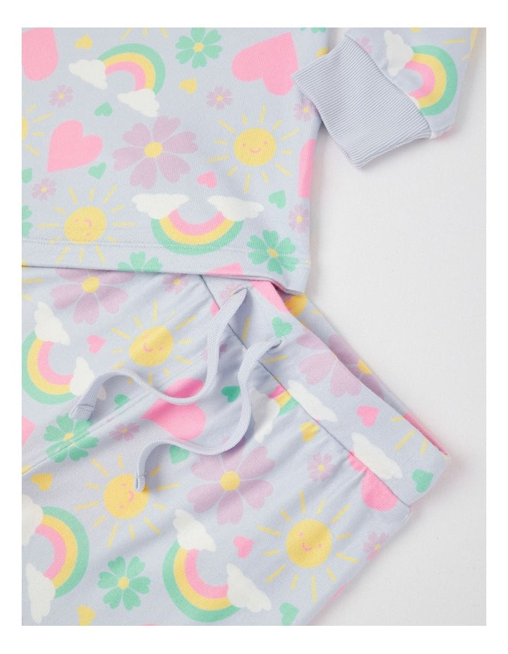 Cosy Knit Flower Pyjamas in Light Blue