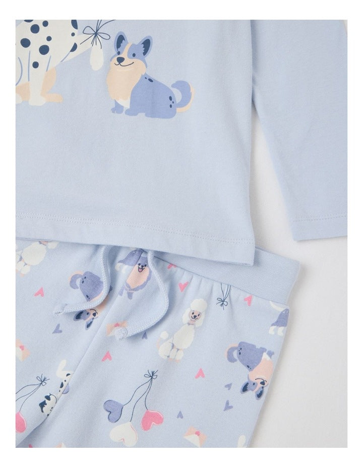 Milkshake Knit/Fleece Dogs Pyjamas in Light Blue