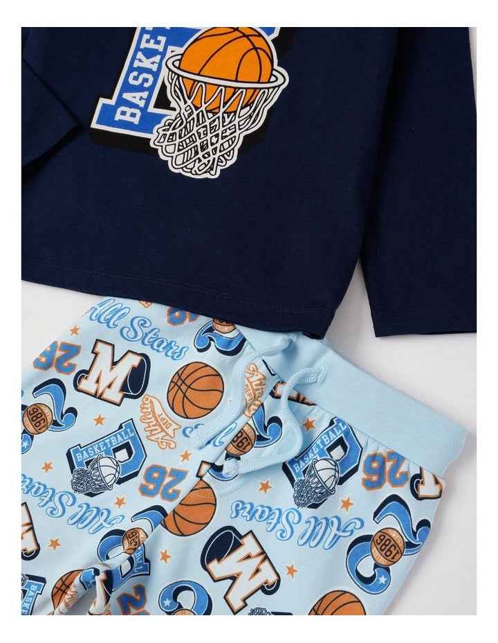 Knit Fleece Sports Pyjamas in Navy