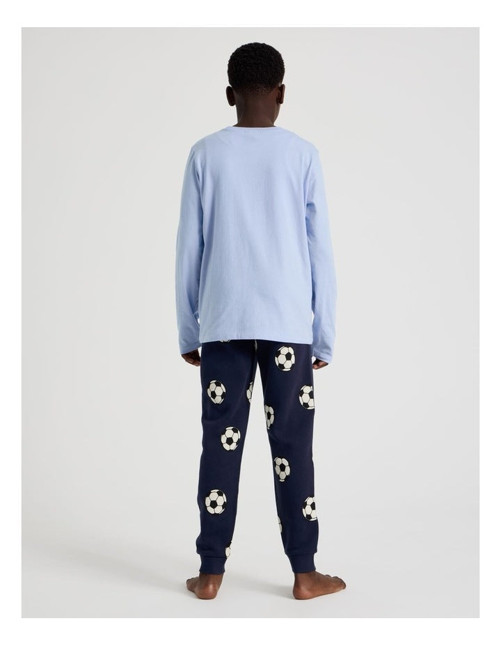 Knit Fleece Basketball Pyjamas in Blue
