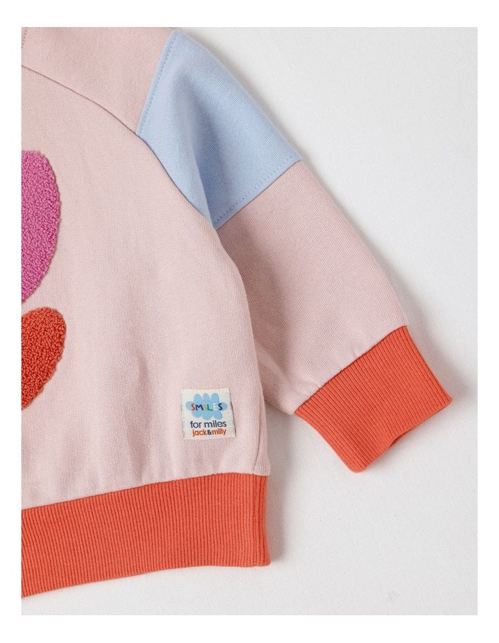 Essentials Bailey Raglan Sleeve Sweat Top with Tulip Boucle in Light Pink