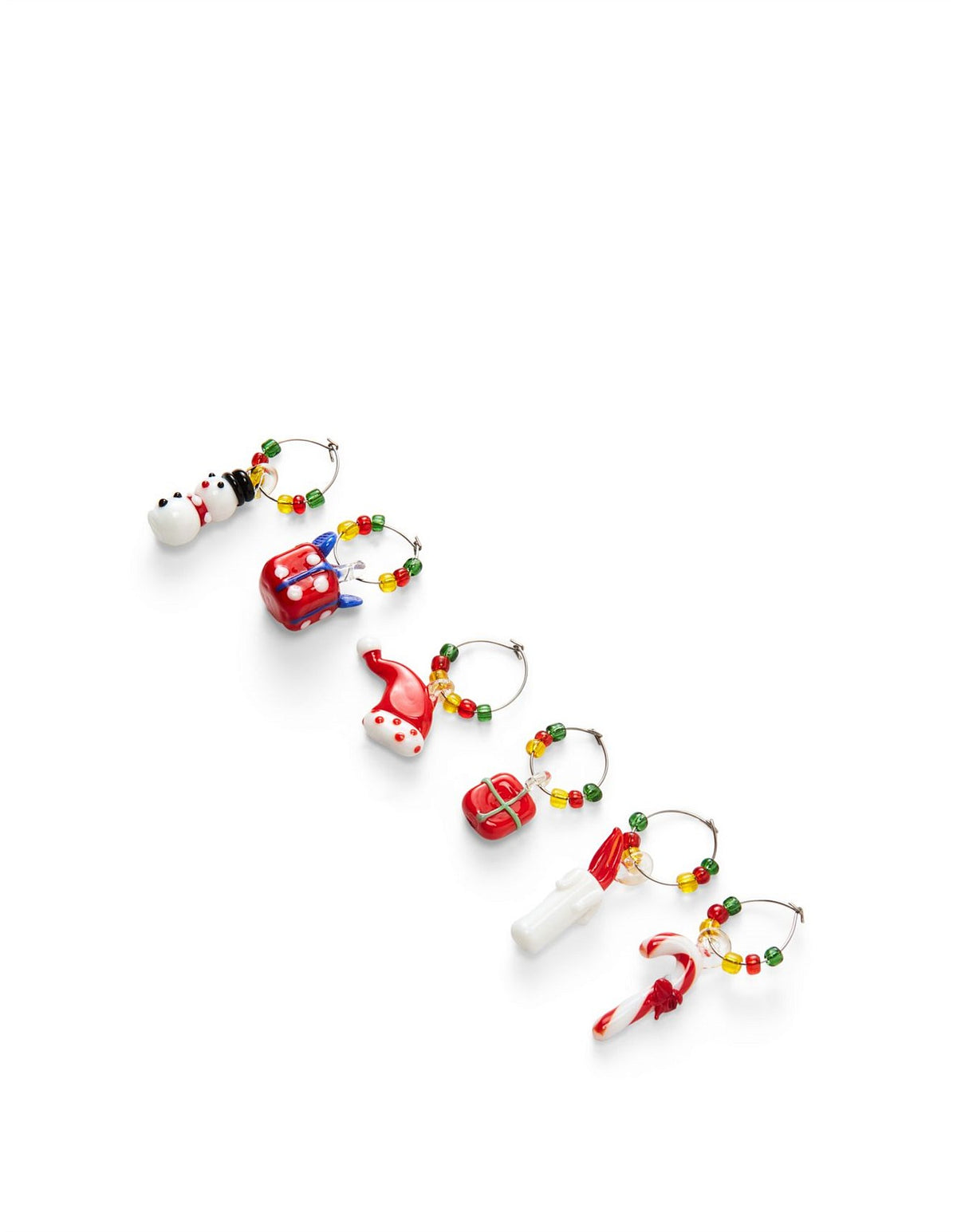 Festive Glass Wine Charms Set of 6