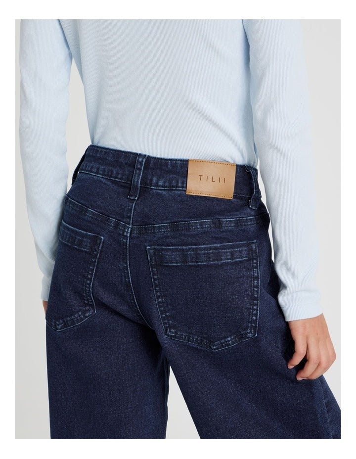 The Edit Mid Rise Baggy Jean in Indigo Denim