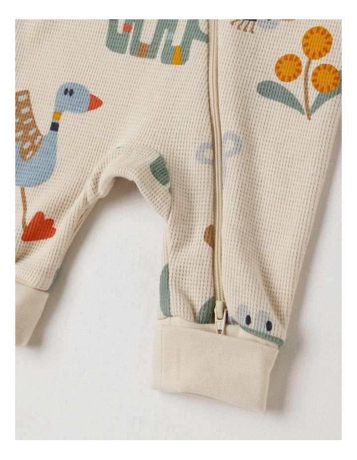 Naturals Newborn Jude Waffle Coverall in Oatmeal