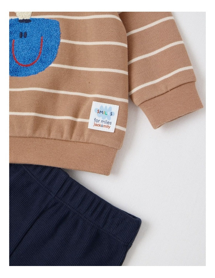 Clay Boucle Whale Top and Pant Set in Assorted