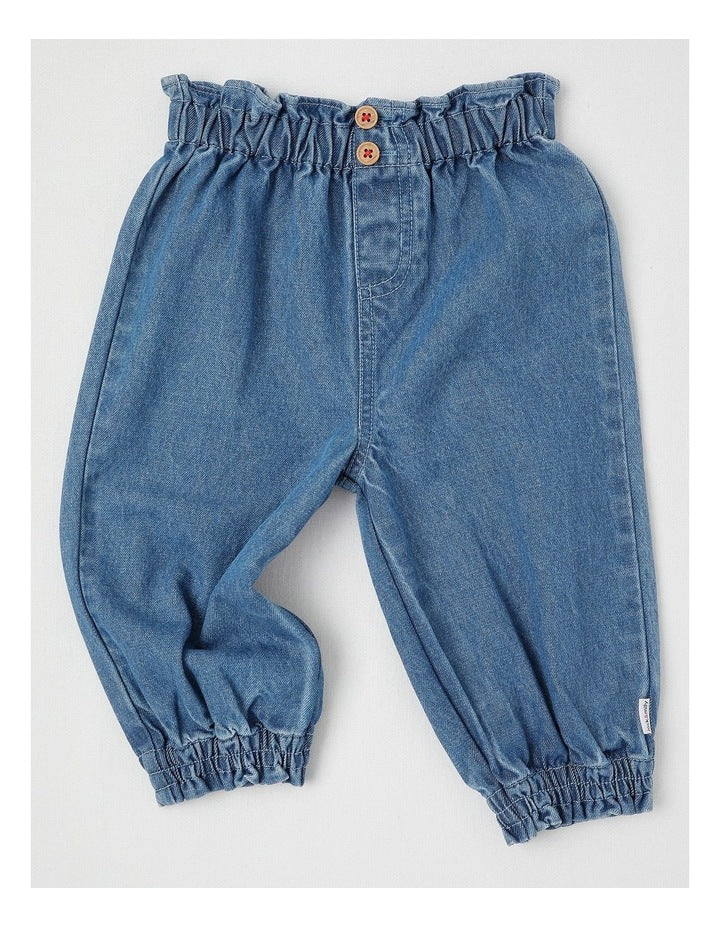 Scout Strawberry Print Top and Denim Pant Set in Pink