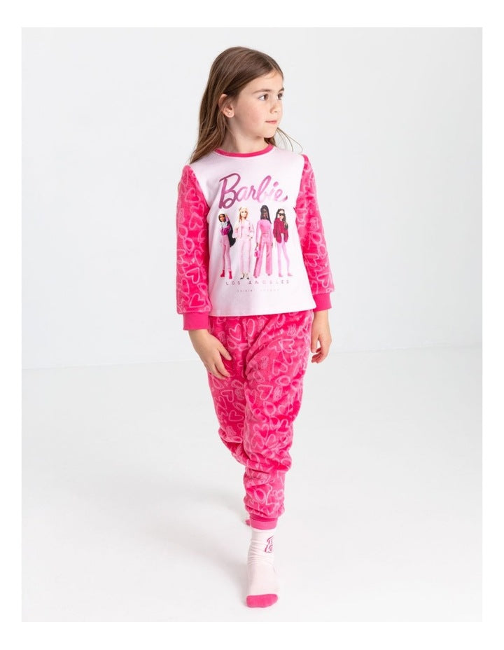 Barbie Fleece Knit Pyjama With Socks in Pink