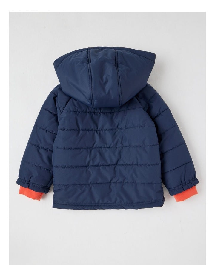 Ari Colourblocked Puffer Jacket in Navy