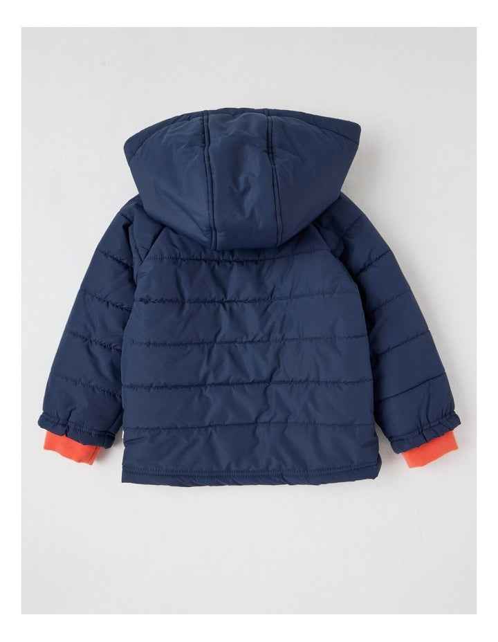 Ari Colourblocked Puffer Jacket in Navy