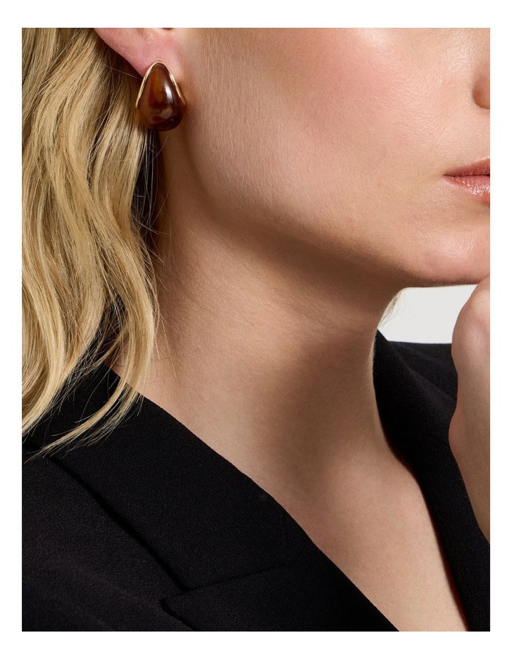 Amber Teardrop Earring in Brown