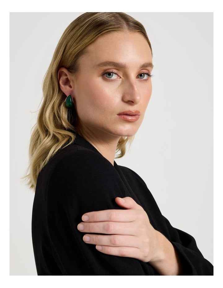 Green Teardrop Earring in Green