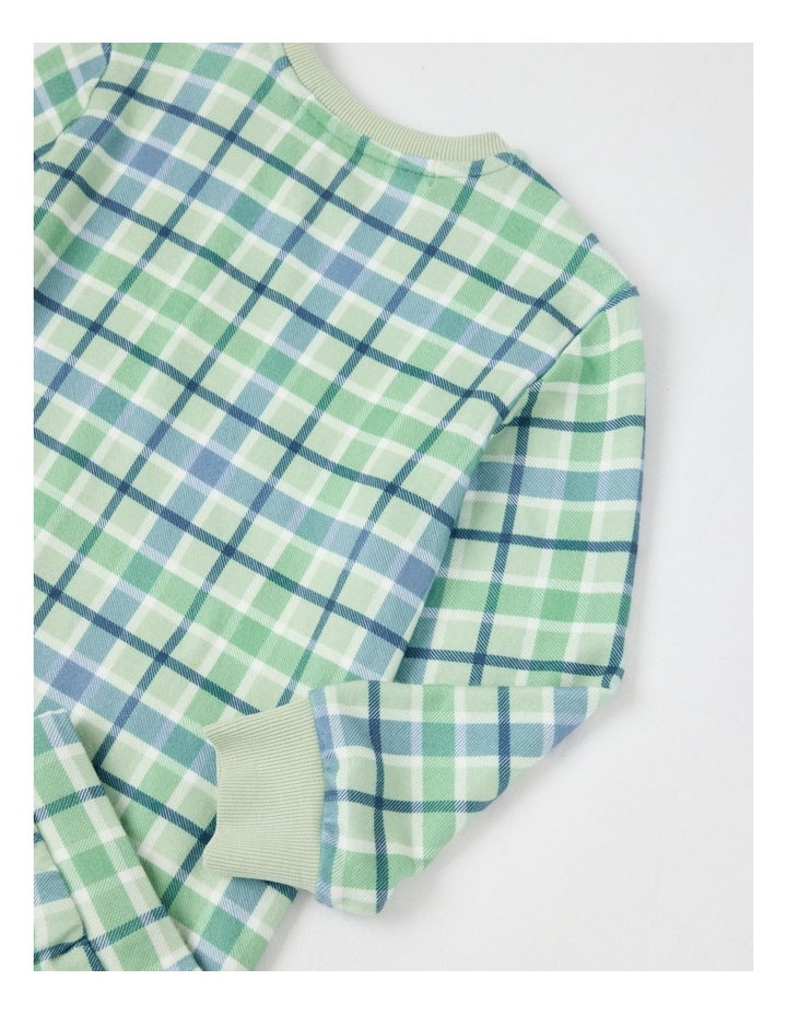 PJ Foundation Cosy Knit Check Pyjama in Green