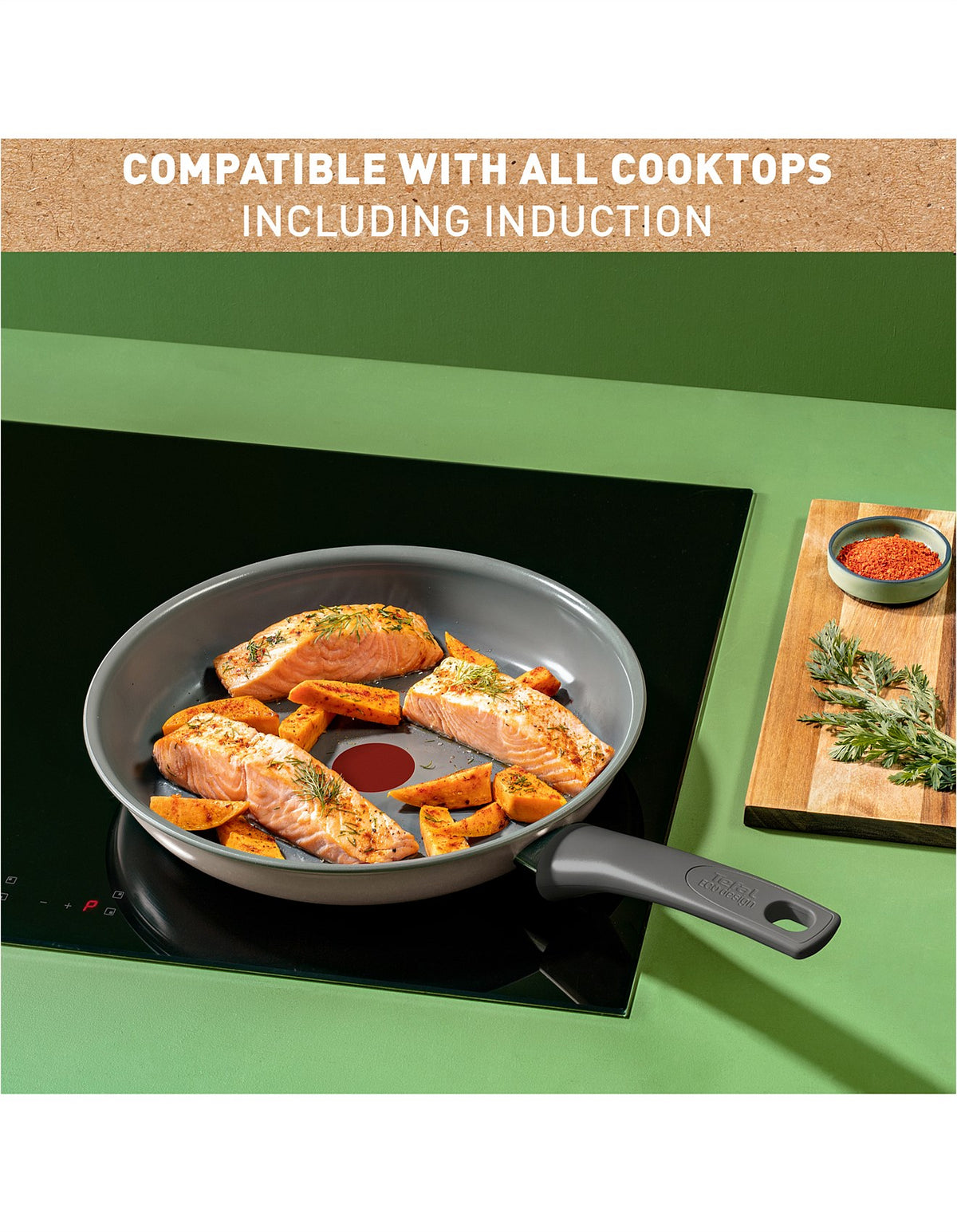 REVIVE INDUCTION CERAMIC FRYPAN 28CM BIEGE