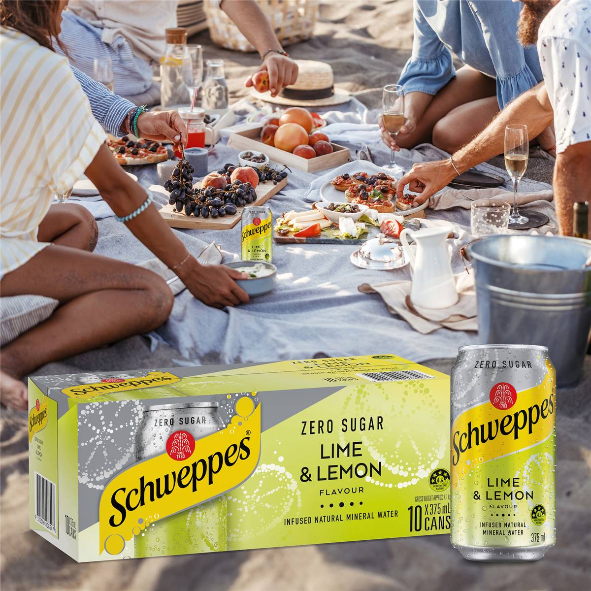 Schweppes Zero Sugar Lime Infused Mineral Water Cans Multipack 375ml x 10 Pack