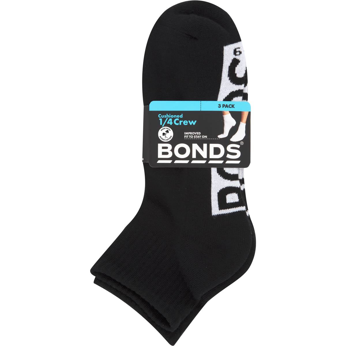Bonds Mens Socks 1/4 Sports Size 6-10 Assorted 3 Pack