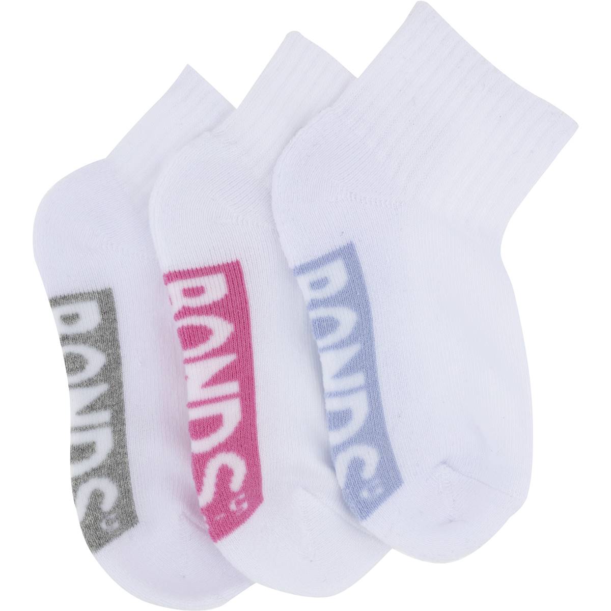 Bonds Kids Sport 1/4 Socks Size 9-12 Assorted 3 pack