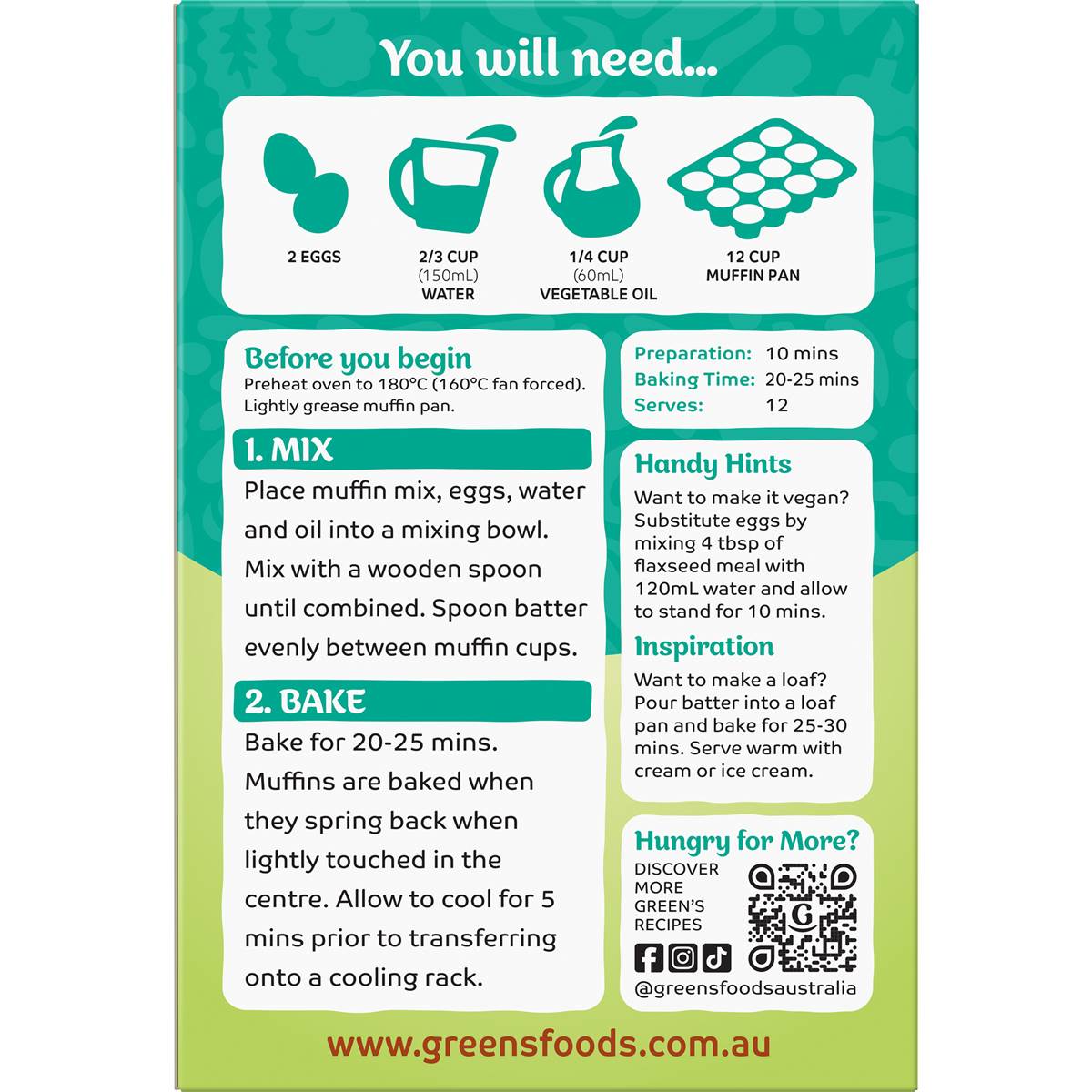 Green's Gluten Free Apple & Cinnamon Muffins Mix 385g