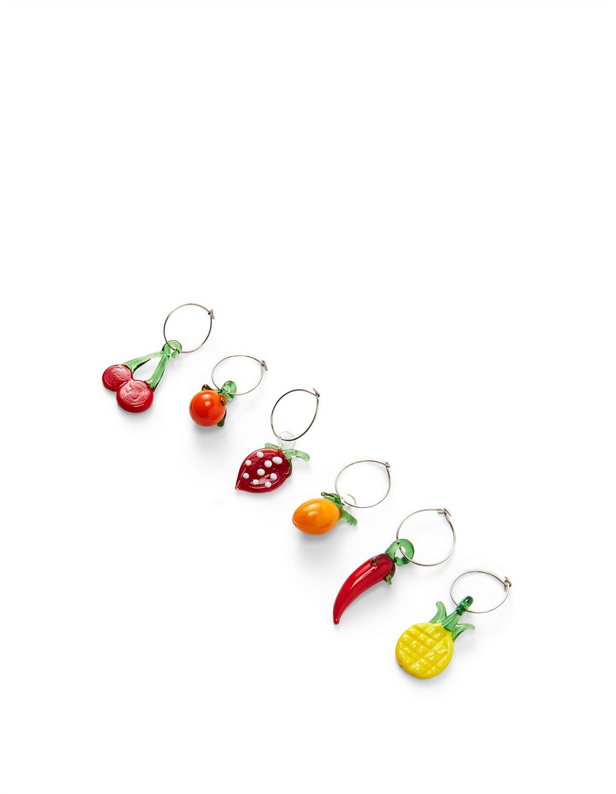 Fruit and Veg Glass Wine Charms Set of 6