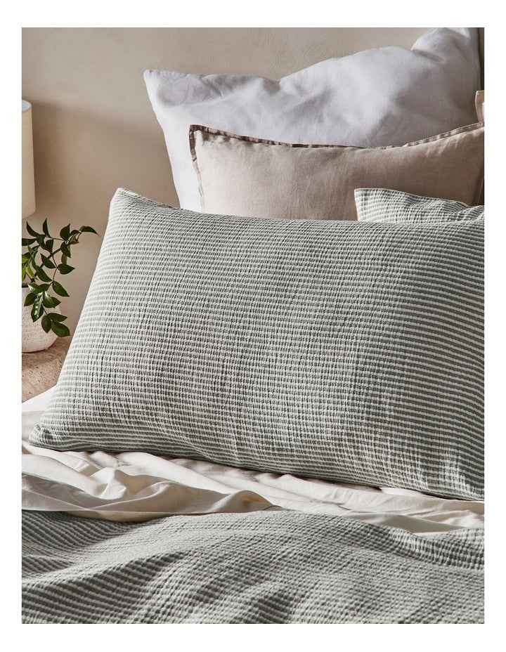 Otago Yarn Dyed Cotton Quilt Cover Set in Olive