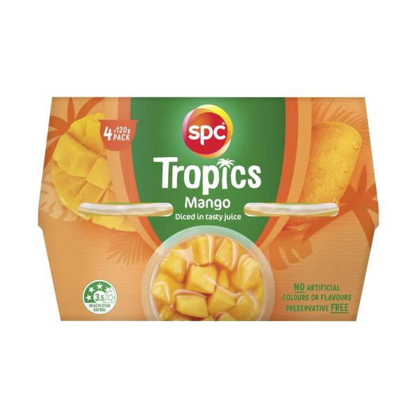 SPC TROPICS DICED & JUICY MANGOES IN JUICE 4X120G:.:4 PACK