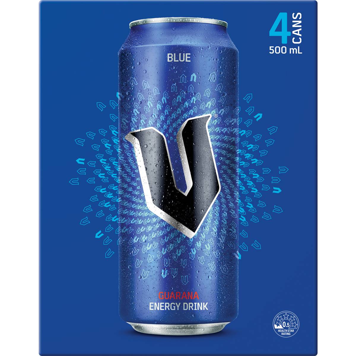 V Energy Blue Energy Drink Cans 500ml x 4 Pack