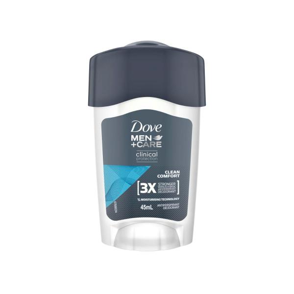 DOVE MEN DEODORANT CLINICAL 96HR CREAM CLEAN COMFORT 45ML