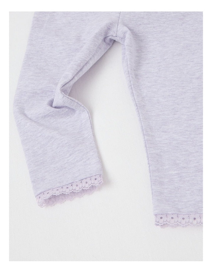 Frill Trim Ditsy Floral Top & Legging Set in Blush