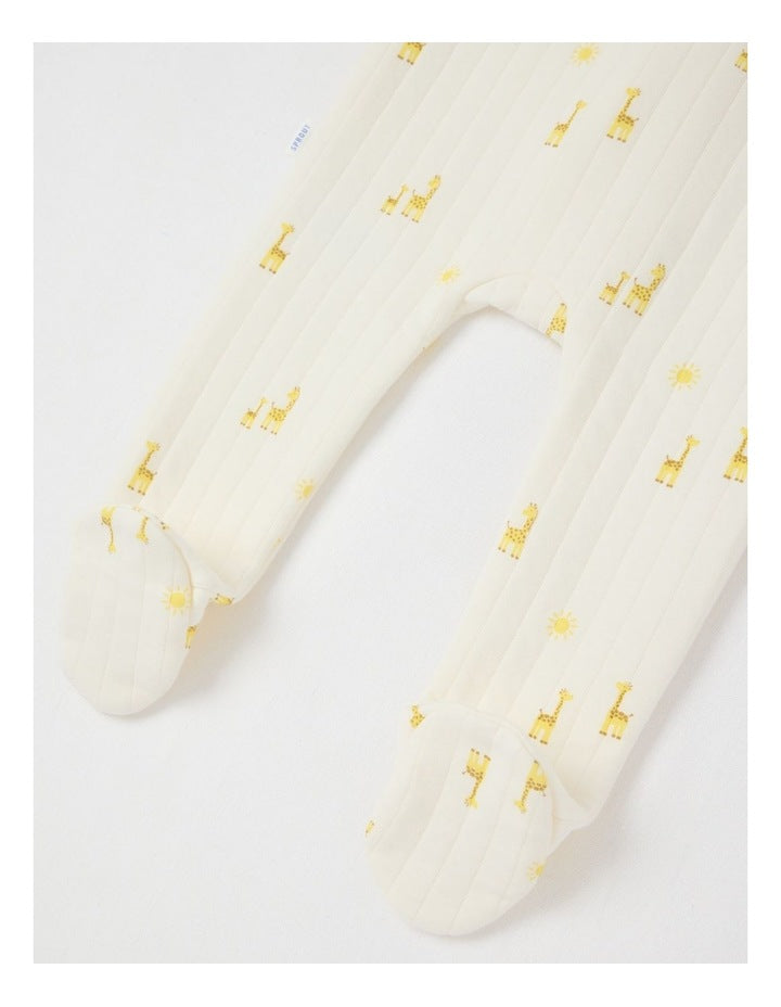Newborn Giraffe Quilted Coverall in Cream