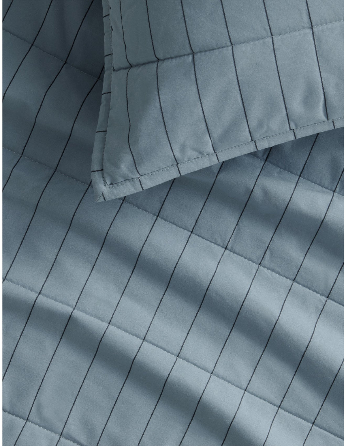 BAYLEY STRIPE WASHED PERCALE EUROPEAN SHAM IN STEEL BLUE