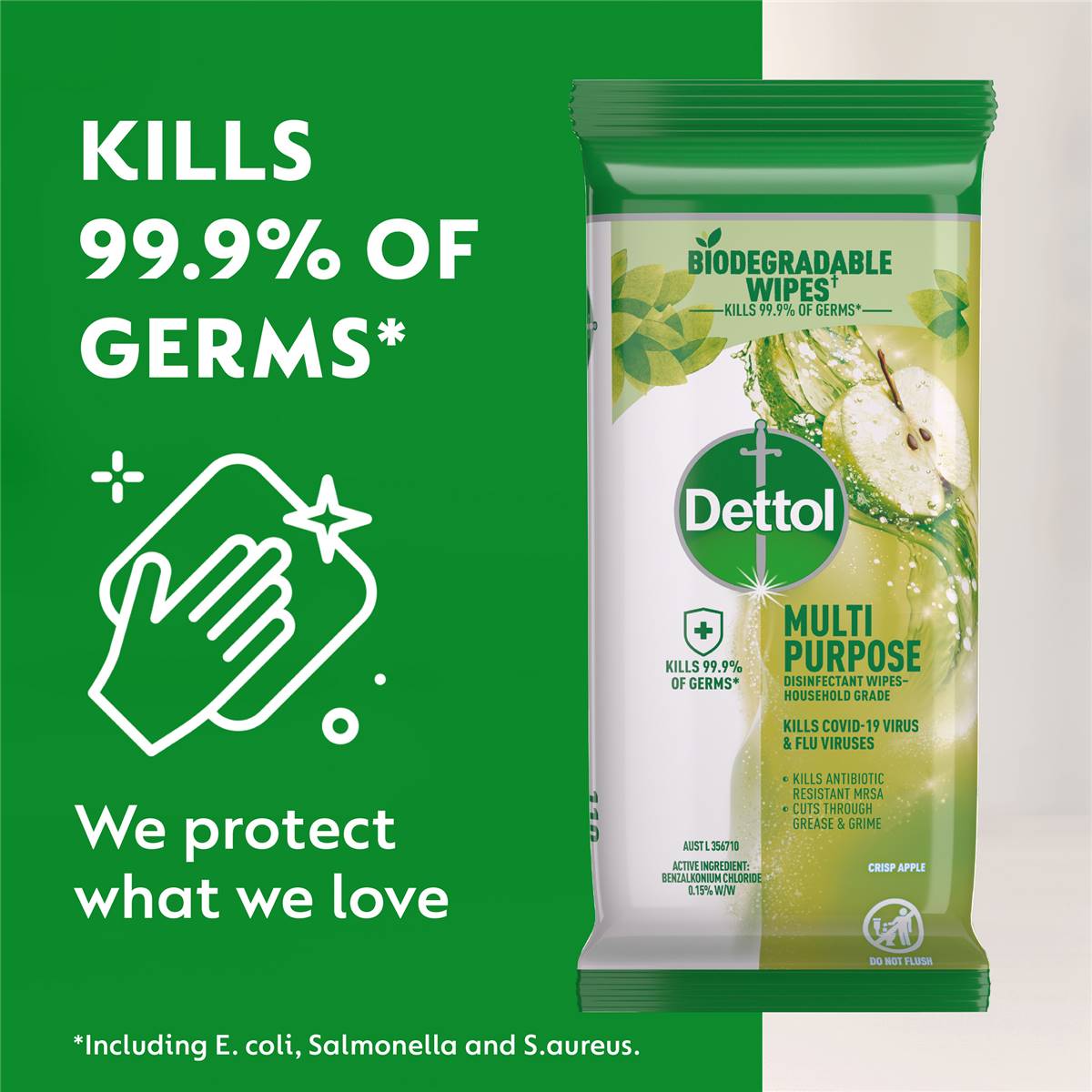 Dettol Multipurpose Disinfectant Cleaning Wipes Apple 110 Pack