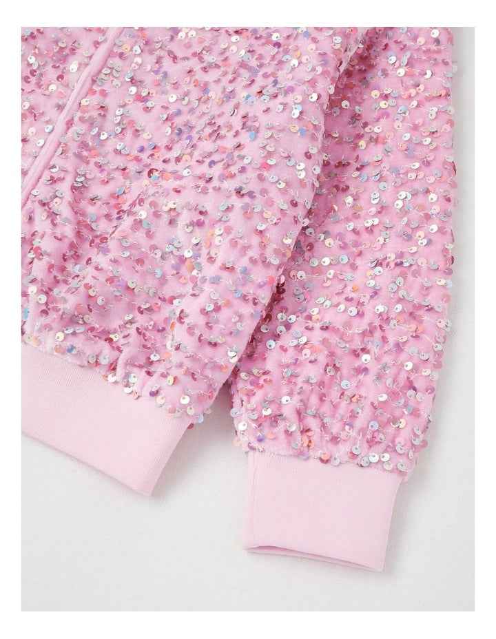 Sequin Bomber in Pink