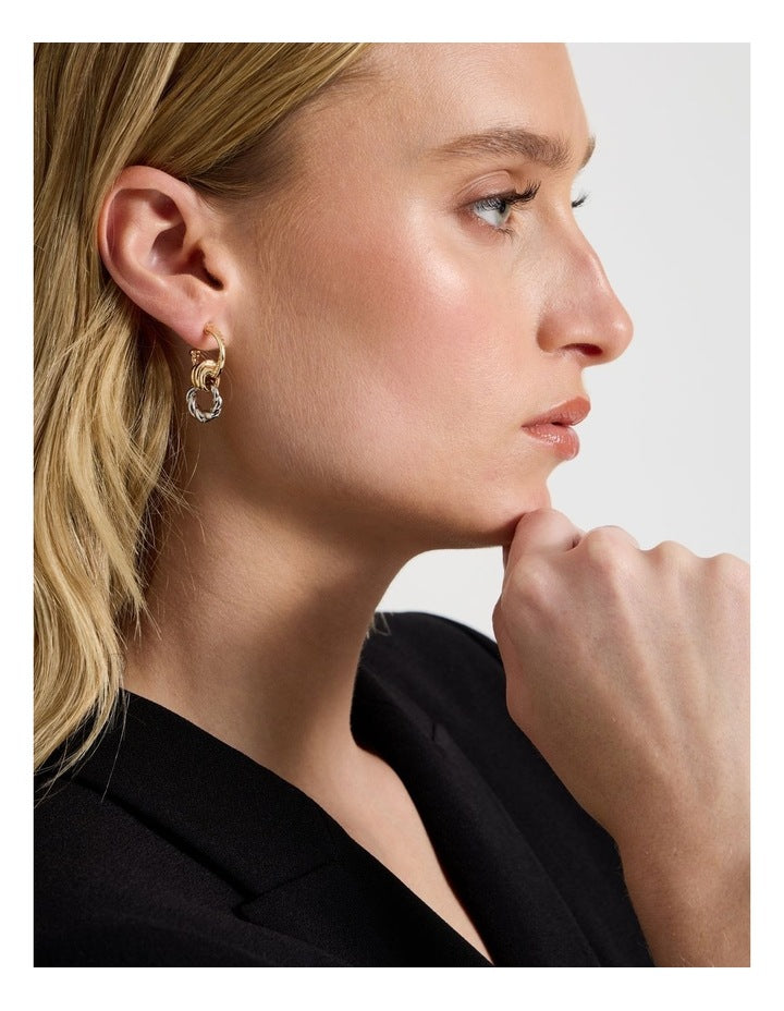 Two Tone Twist Earrings in Gold/ Silver