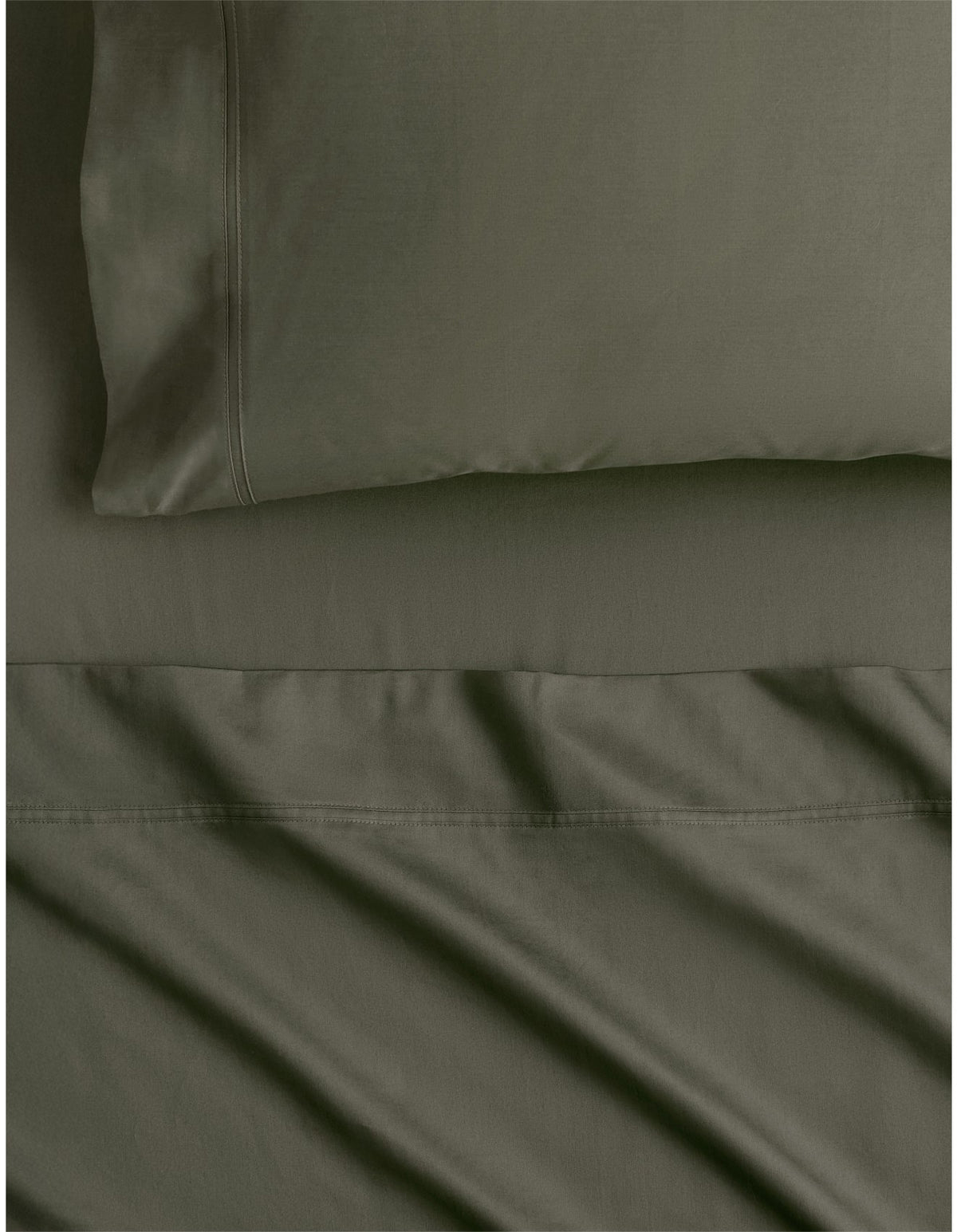 EGYPTIAN COTTON SATEEN QUEEN SHEET SET IN OLIVE GREY
