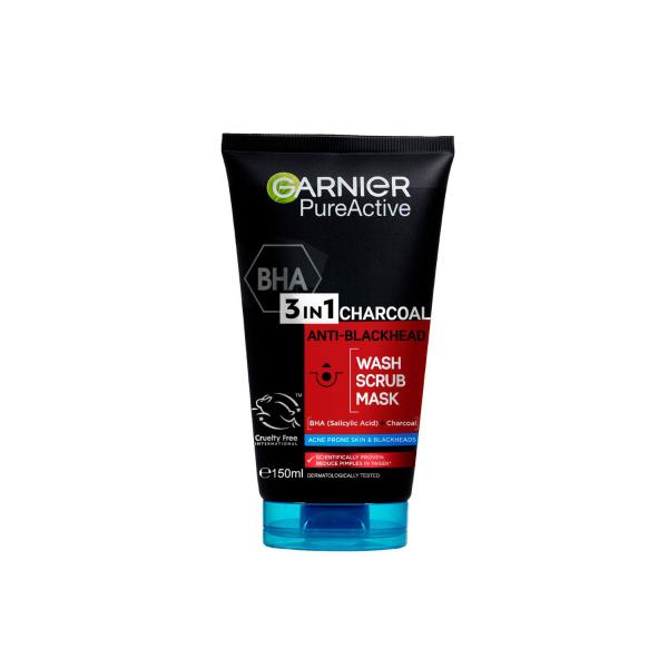 GARNIER PURE ACTIVE 3 IN 1 CHARCOAL WASH 150ML