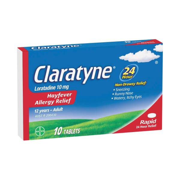 CLARATYNE 24HR NON DROWSY LORATADINE 10MG TABLETS 10PK