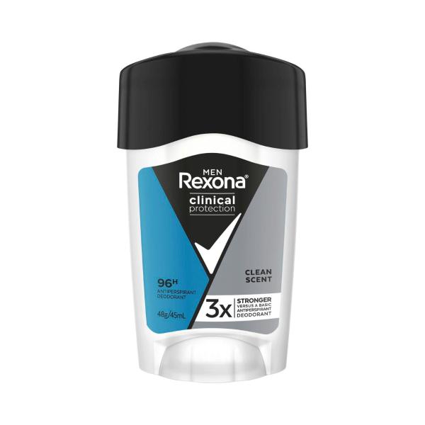REXONA MEN DEODORANT 96HR CLINICAL CREAM CLEAN SCENT 45ML