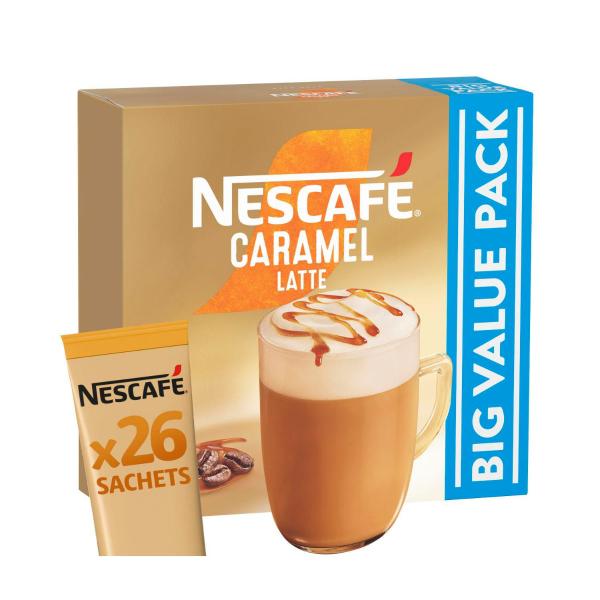 NESCAFE CARAMEL LATTE COFFEE SACHETS BIG VALUE PACK 26PACK
