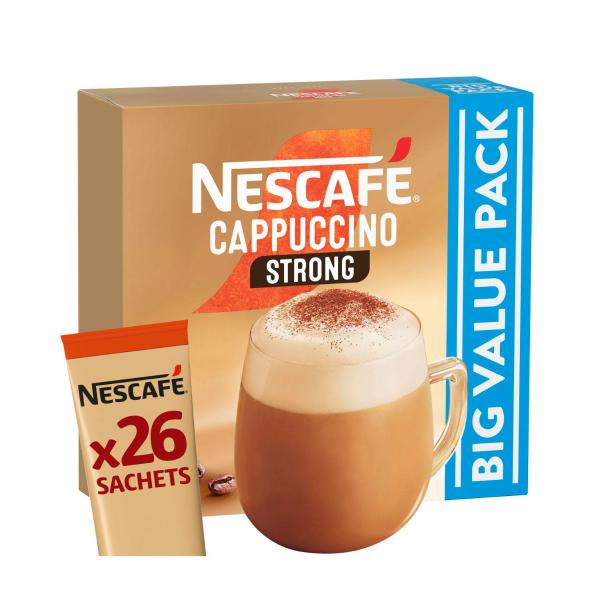 NESCAFE CAPPUCCINO STRONG COFFEE SACHETS 26 PACK