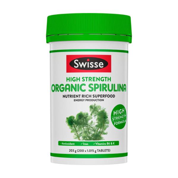 SWISSE HIGH STRENGTH ORGANIC SPIRULINA TABLETS 200 PACK
