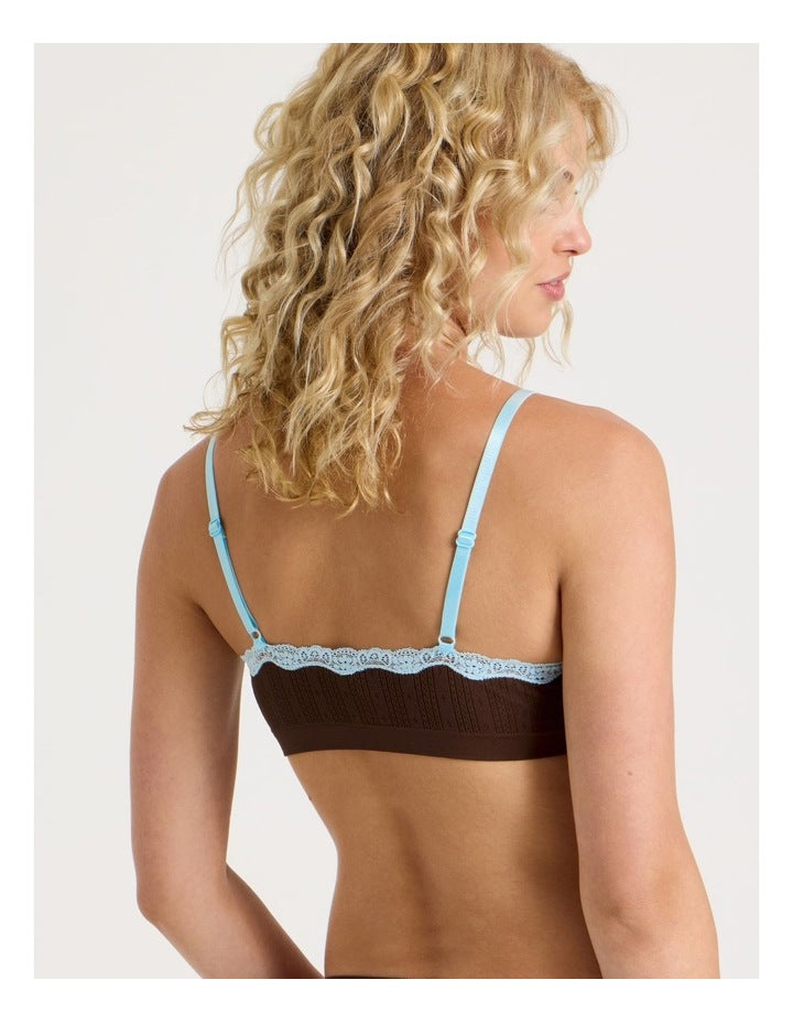 Lola Seamless Pointelle Scoop Bralette in Brown