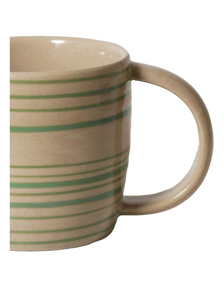 Line Vibes Handbrushed Mug 425ml in Green Run