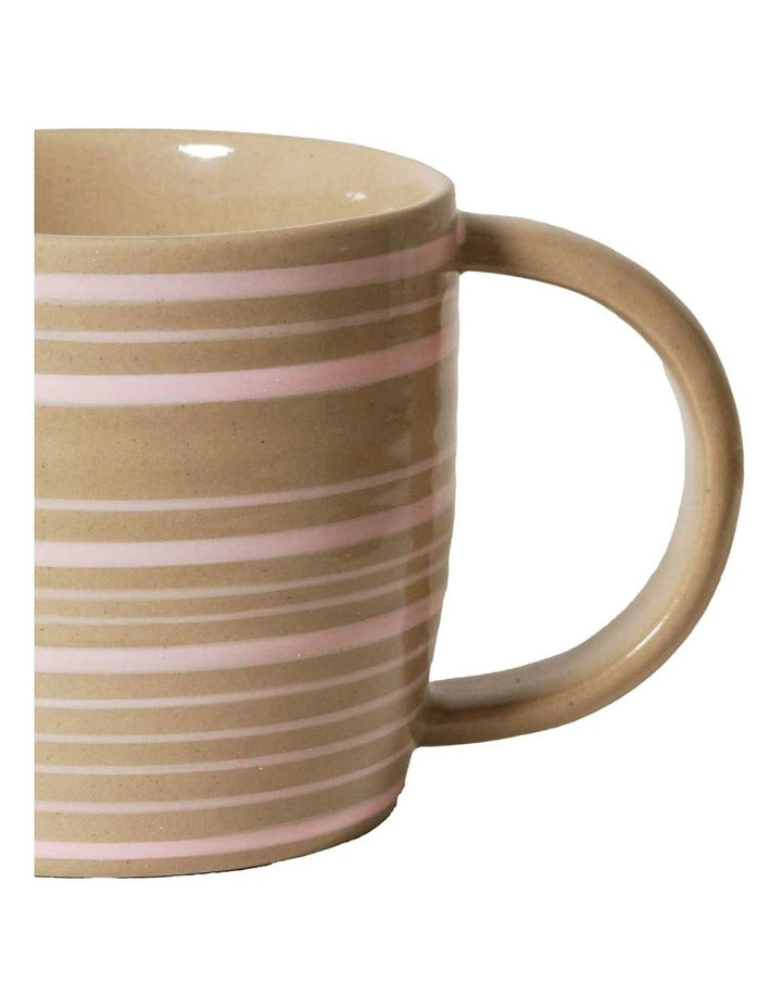 Line Vibes Handbrushed Mug 425ml in Pink Posy