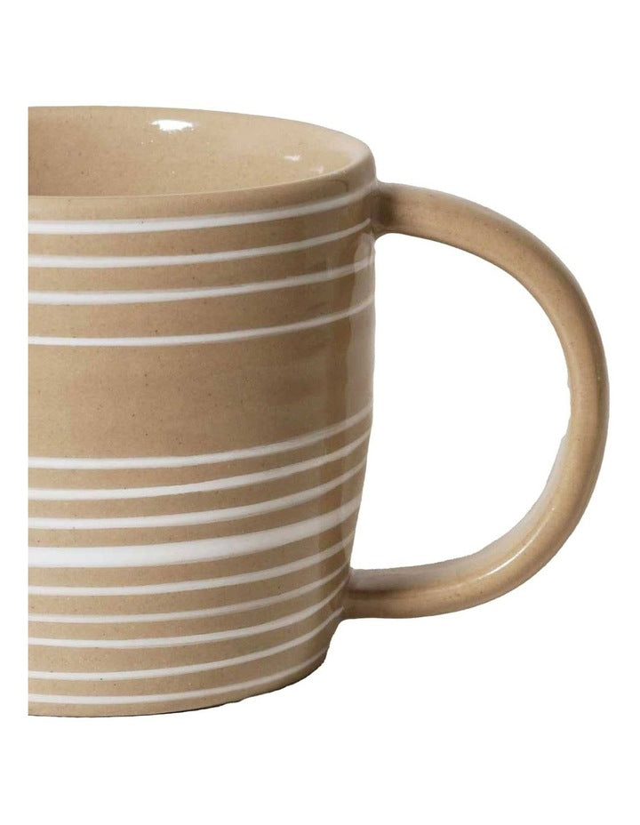 Line Vibes Handbrushed Mug 425ml in White