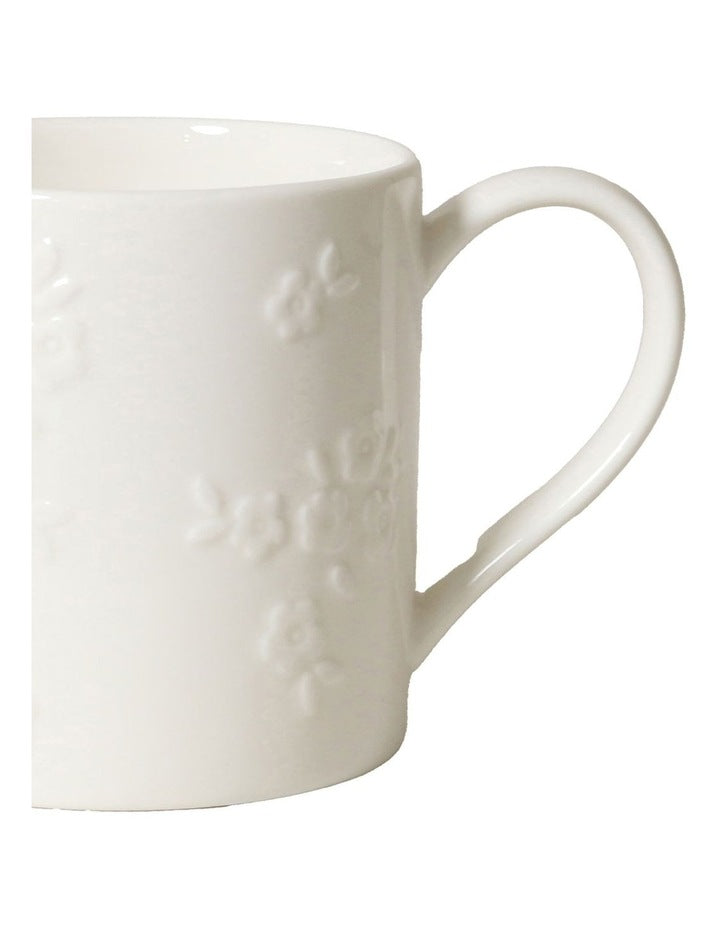 Motif Embossed Mug 350ml Set of 4 in White