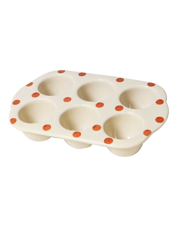 Emogen's Chickens Egg Crate 6 Cup With Polka Dots in Cream